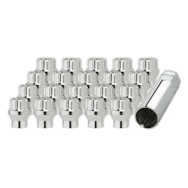 24 Chrome 9/16-18 Open End Duplex Spline Tuner Lug Nuts for Aftermarket Wheels